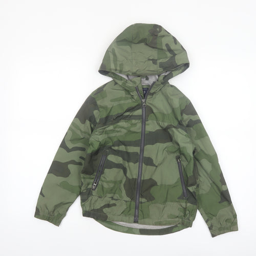 GAP Kids Boys Green Camouflage Hooded Windbreaker Jacket 6-7 Years