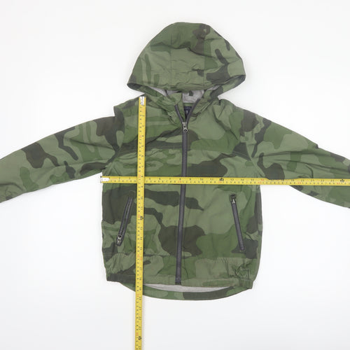 GAP Kids Boys Green Camouflage Hooded Windbreaker Jacket 6-7 Years