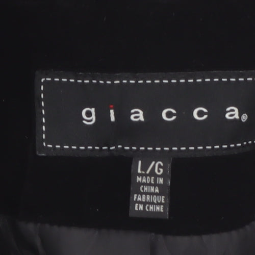 Giacca Women's Black Velvet Short Belted Pea Coat Jacket L