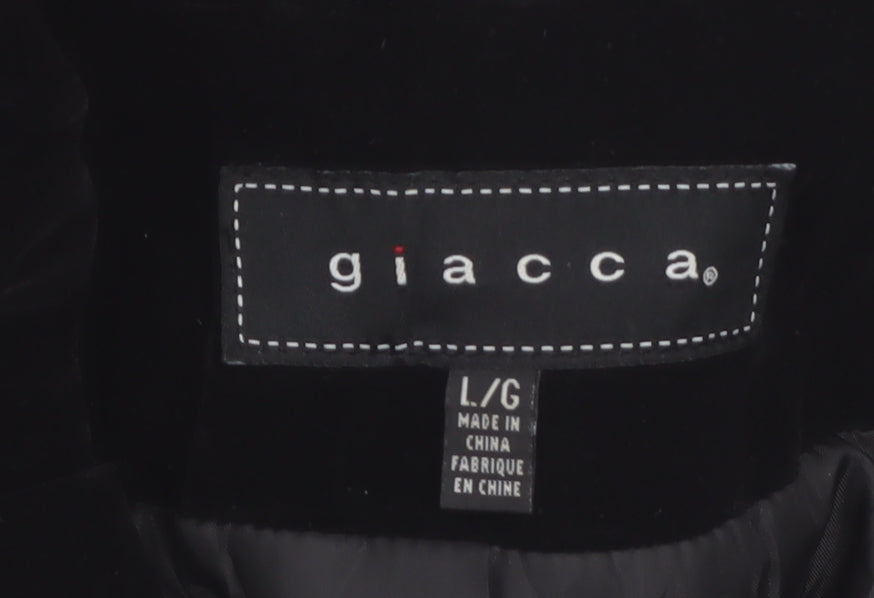Giacca Women's Black Velvet Short Belted Pea Coat Jacket L