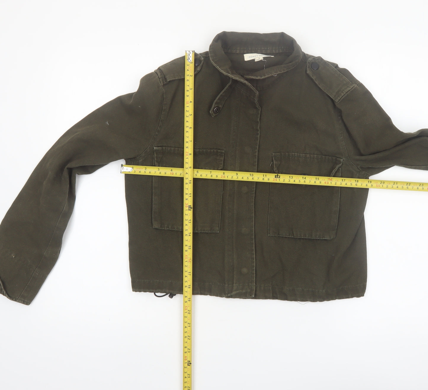 Honey Punch Women’s Green Military Jacket Cotton Cropped S