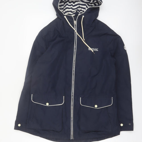 Regatta Womens Blue Waterproof Hooded Rain Coat Jacket UK 14