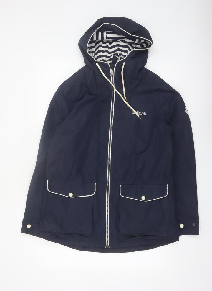 Regatta Womens Blue Waterproof Hooded Rain Coat Jacket UK 14