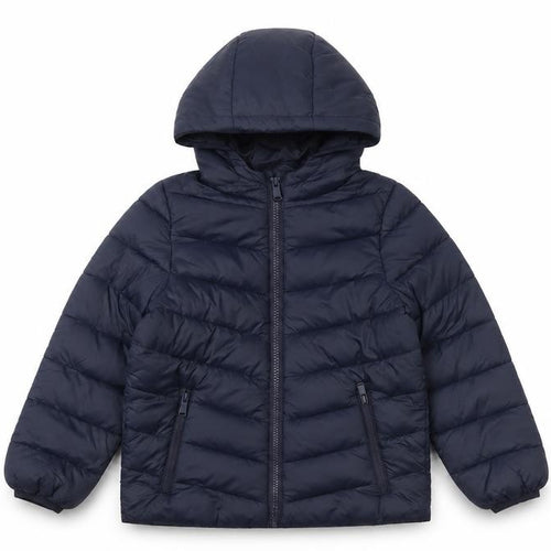 Marks and Spencer Boys Blue Puffer Jacket Hooded 7-8 Years Water Repellent