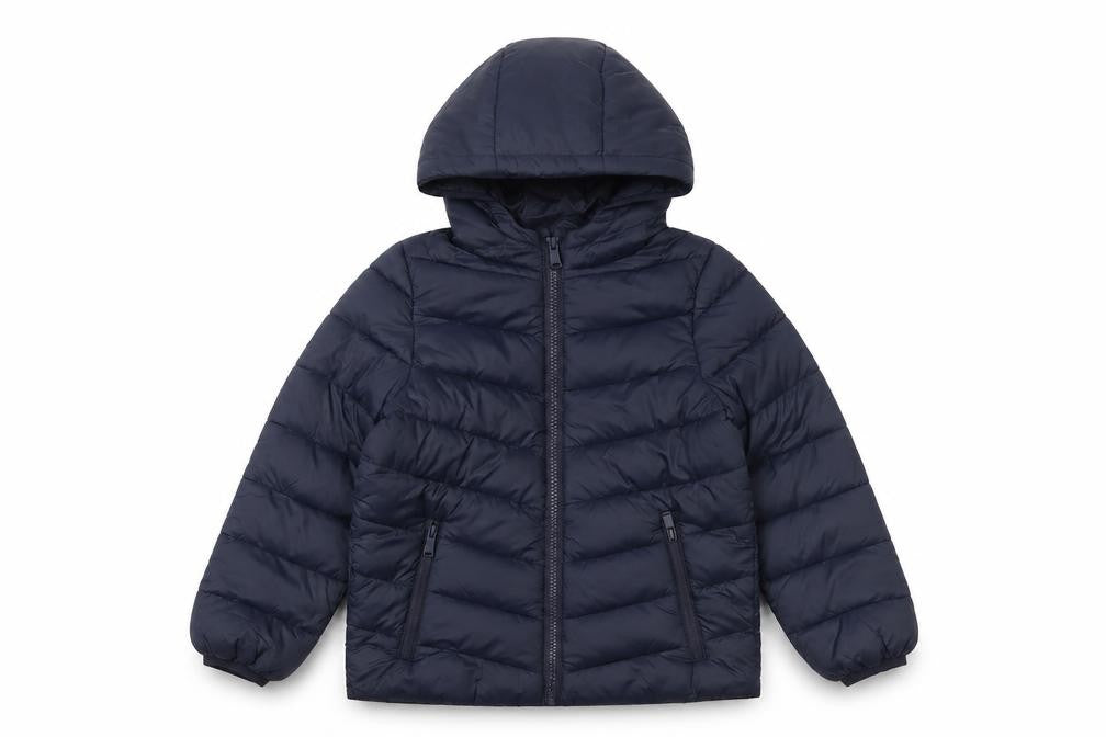Marks and Spencer Boys Blue Puffer Jacket Hooded 7-8 Years Water Repellent