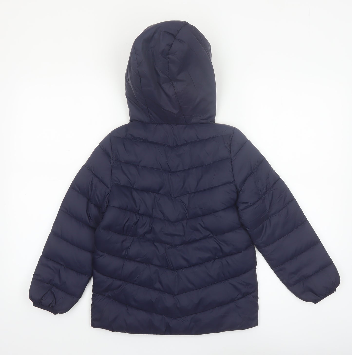 Marks and Spencer Boys Blue Puffer Jacket Hooded 7-8 Years Water Repellent