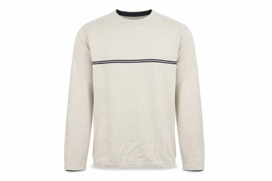 Front view of Aeropostale Men's Beige Crew Neck jumper, size L, Acrylic Knit