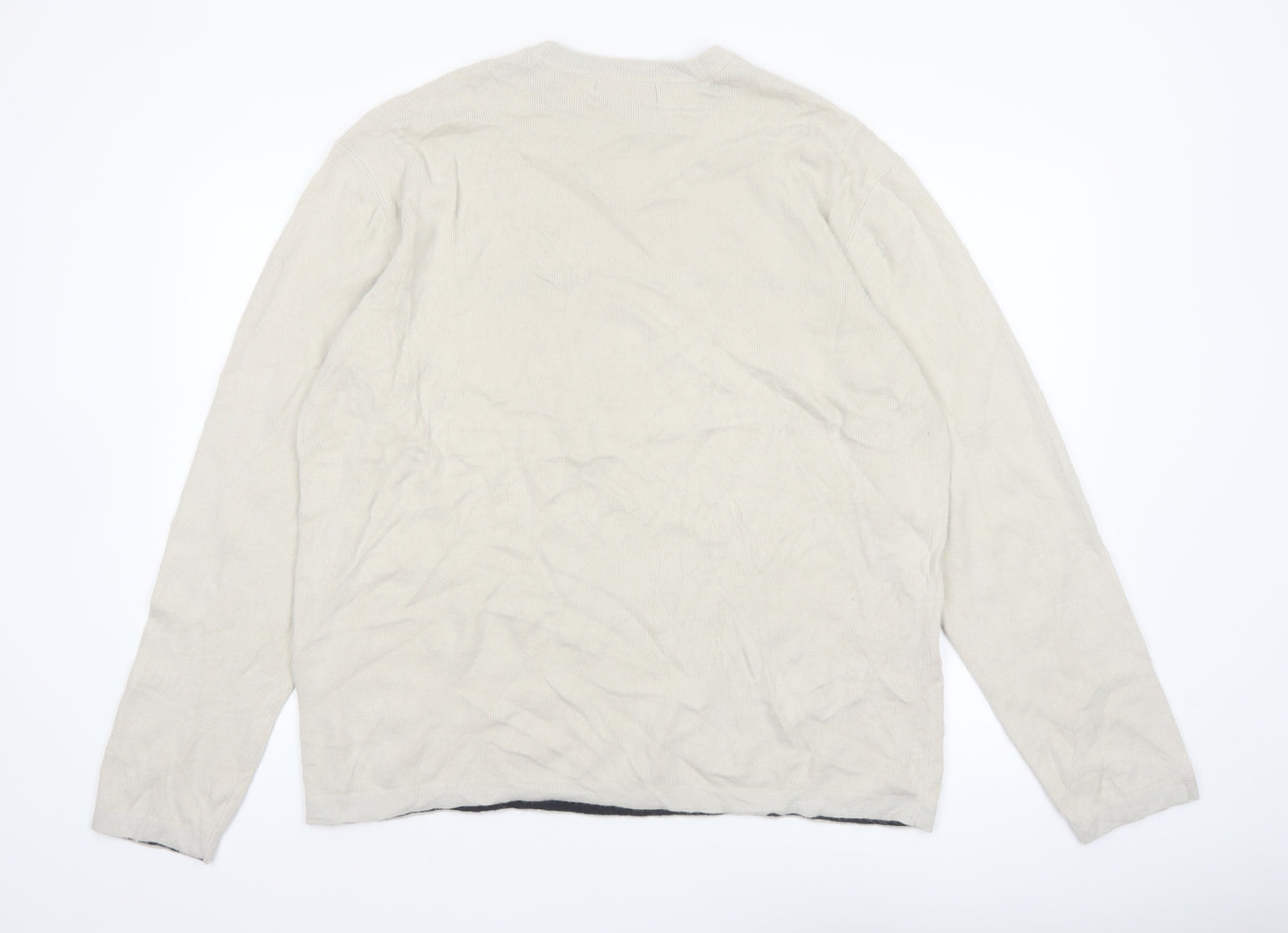 Aeropostale Men's Beige Crew Neck Pullover Jumper Size L Acrylic Knit