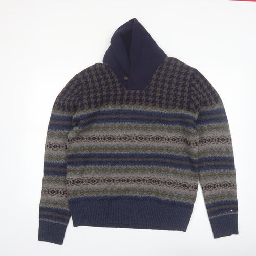Tommy Hilfiger Men's Blue Fair Isle Wool Pullover Jumper M