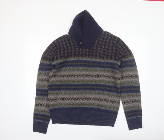 Tommy Hilfiger Men's Blue Fair Isle Wool Pullover Jumper M