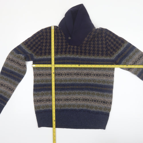 Tommy Hilfiger Men's Blue Fair Isle Wool Pullover Jumper M