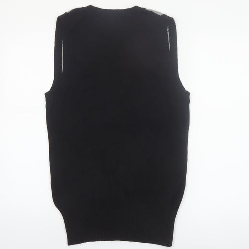 Casa Blanca Men's Black Argyle V-Neck Cotton Knit Vest L