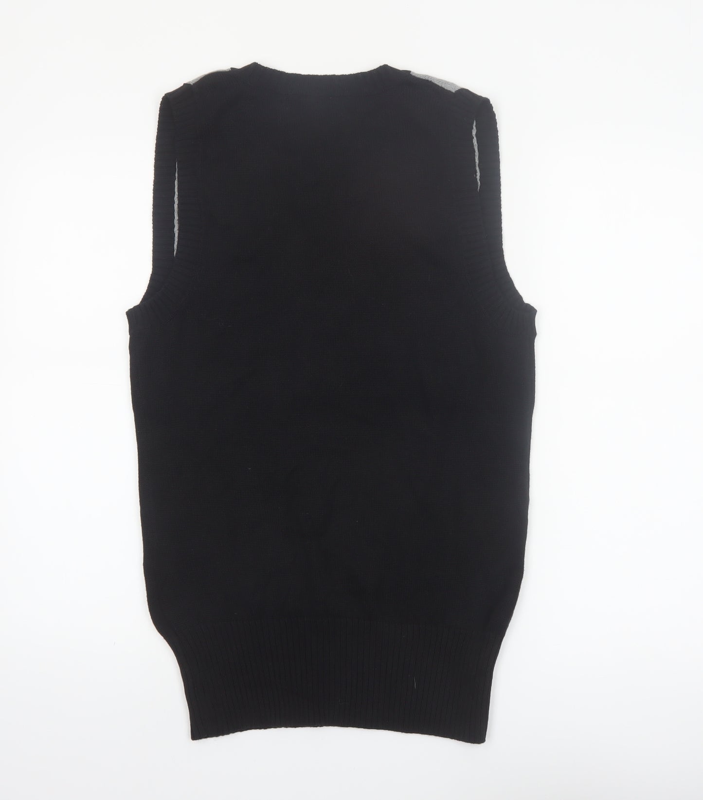 Casa Blanca Men's Black Argyle V-Neck Cotton Knit Vest L