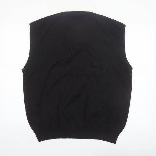 Gianni De Luca Men's Black Argyle Wool Blend V-Neck Vest XL