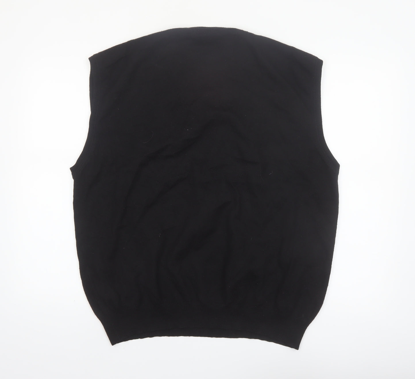 Gianni De Luca Men's Black Argyle Wool Blend V-Neck Vest XL