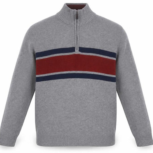 Eddie Bauer Men's Grey XL Half Zip Cotton Jumper High Neck Knit