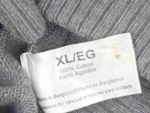 Eddie Bauer Men's Grey XL Half Zip Cotton Jumper High Neck Knit