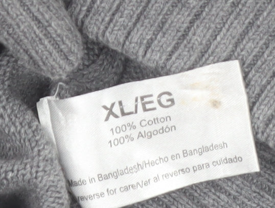 Eddie Bauer Men's Grey XL Half Zip Cotton Jumper High Neck Knit