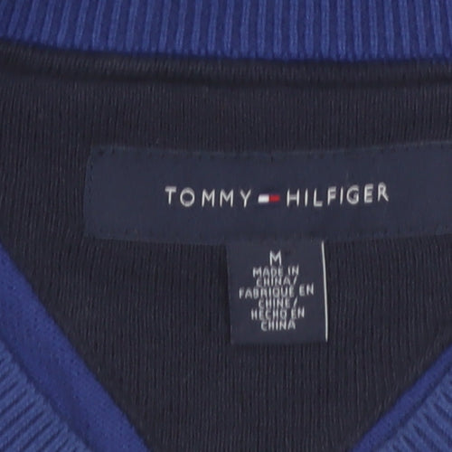 Tommy Hilfiger Men's Blue Argyle V-Neck Cotton Jumper Size M