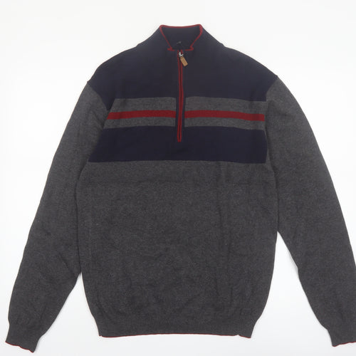 Roundtree & Yorke Men's Grey 1/2 Zip Knit Jumper Size M