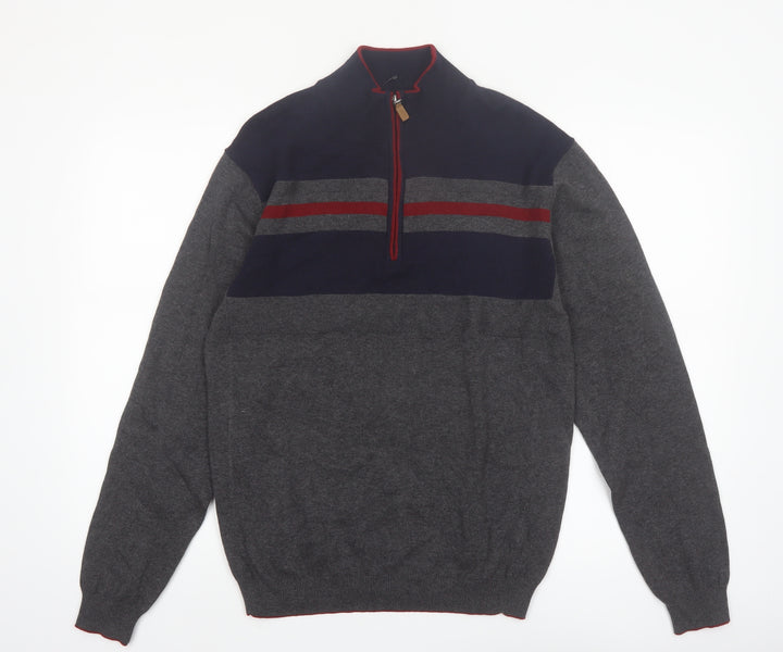 Roundtree & Yorke Men's Grey 1/2 Zip Knit Jumper Size M