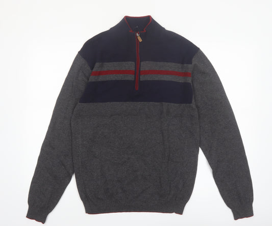 Roundtree & Yorke Men's Grey 1/2 Zip Knit Jumper Size M