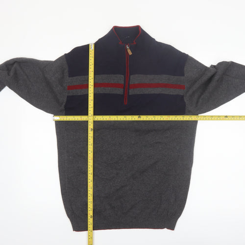 Roundtree & Yorke Men's Grey 1/2 Zip Knit Jumper Size M
