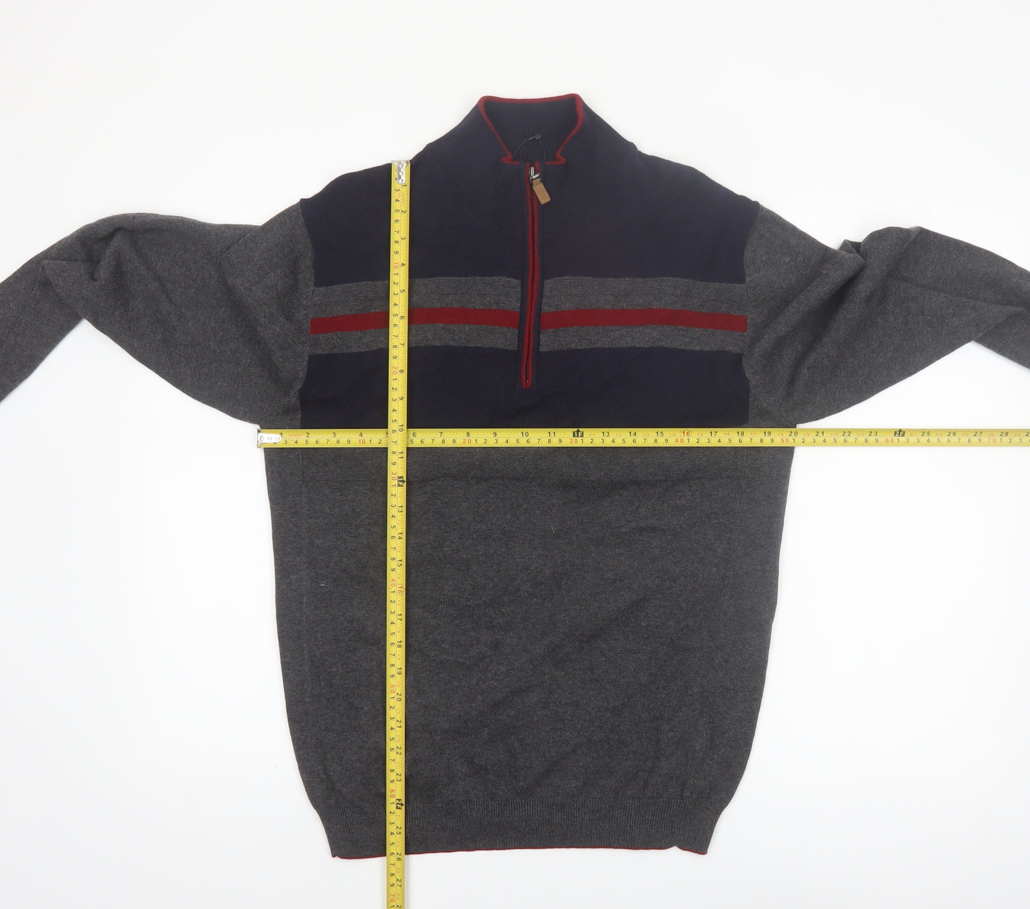 Roundtree & Yorke Men's Grey 1/2 Zip Knit Jumper Size M