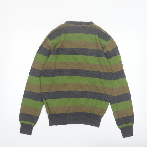 Empyre Men's Grey Green Brown Striped Cotton Pullover Jumper Size S