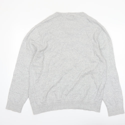 Nautica Mens Grey Cotton V-Neck Knit Jumper Size L