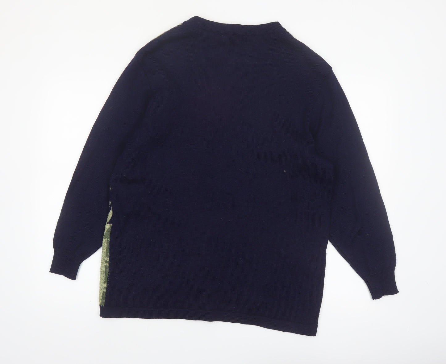 Collection Hip Design Women's Blue Geometric Wool Blend Cardigan Size 14