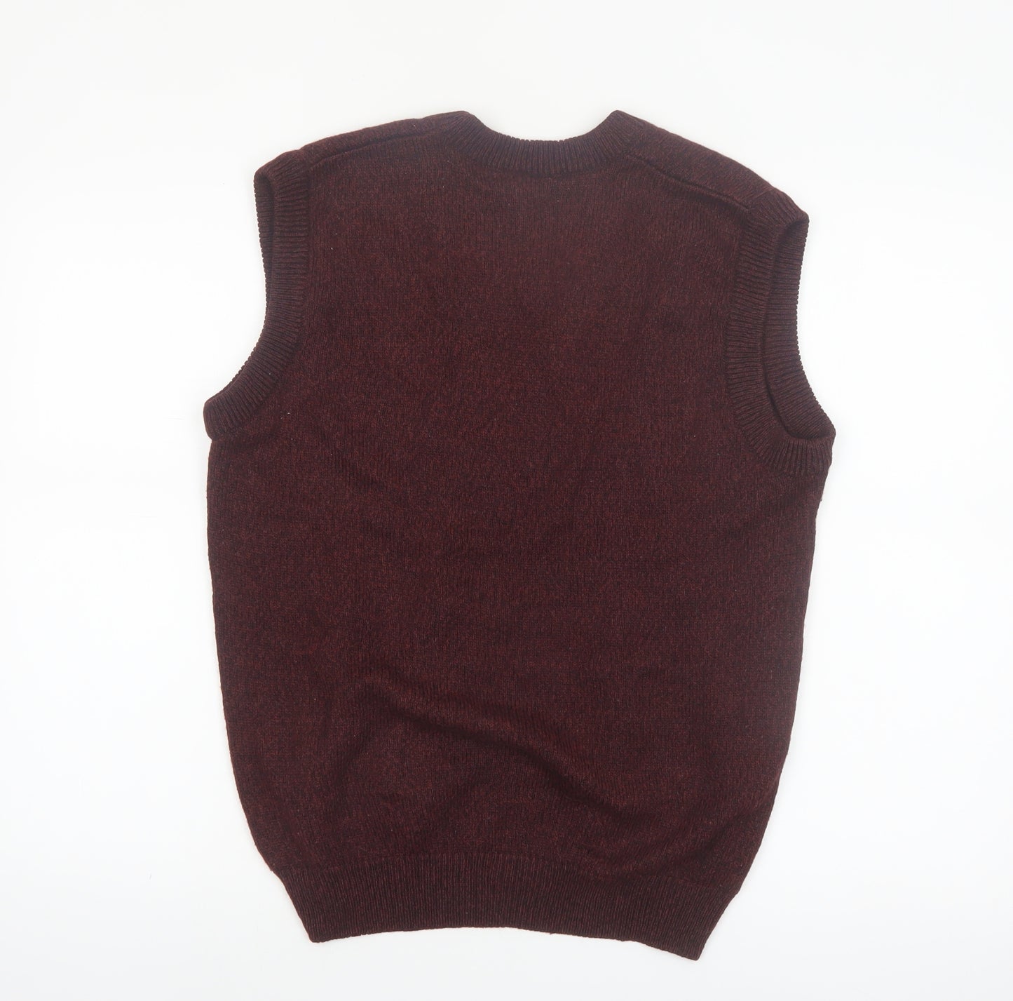 John Blair Men's Brown Sleeveless V-Neck Knit Vest Jumper Size S