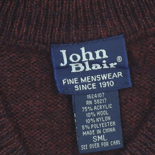 John Blair Men's Brown Sleeveless V-Neck Knit Vest Jumper Size S