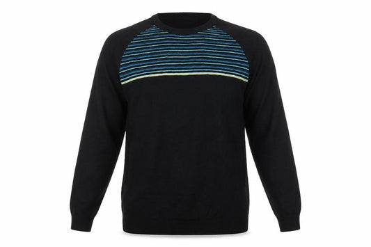 Front view of Claiborne Men’s Black XL Silk Blend Striped jumper