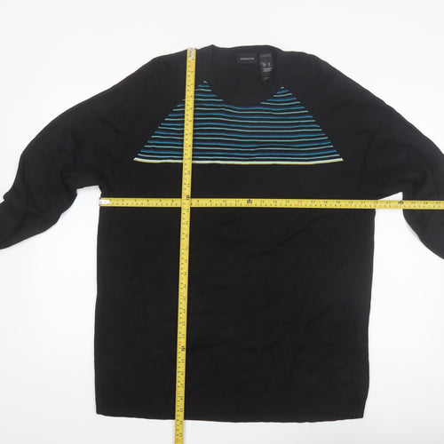 Claiborne Men’s Black XL Silk Blend Striped Pullover Jumper