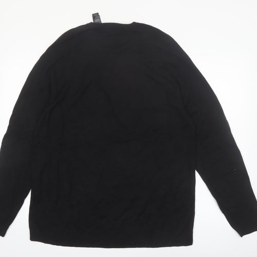 Claiborne Men’s Black XL Silk Blend Striped Pullover Jumper