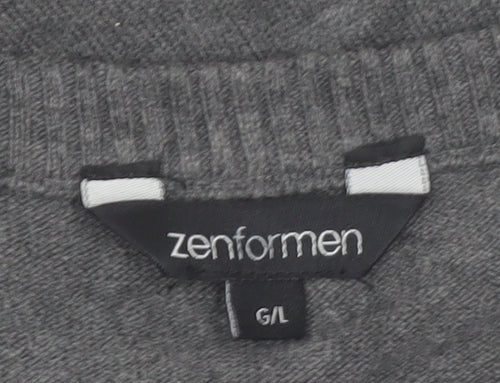 Zenformen Mens Grey Argyle Diamond Cotton Knit V-Neck Sweater Vest L