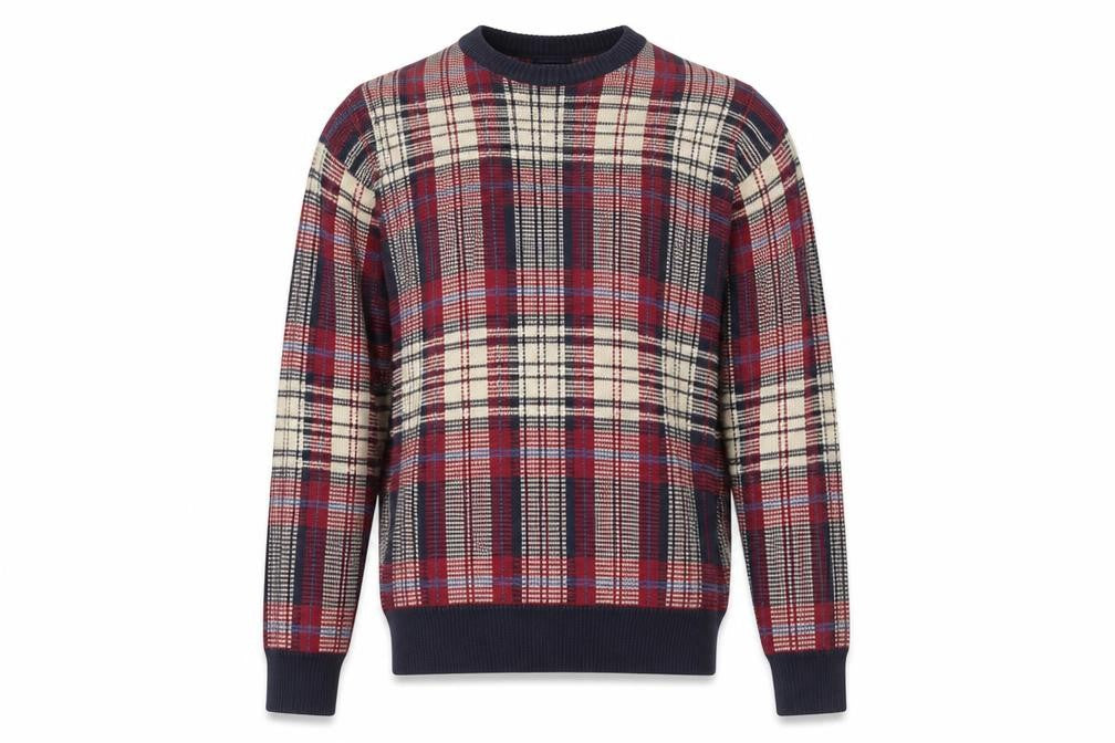 Pringle Men's Multicoloured Check Cotton Jumper L Crew Neck Vintage Knit