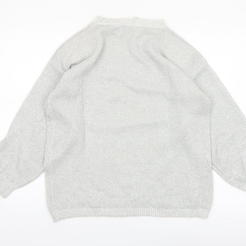 Shenanigans Women's Silver Metallic Knit Pullover Jumper Size S