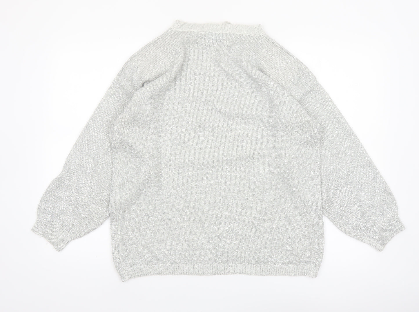 Shenanigans Women's Silver Metallic Knit Pullover Jumper Size S