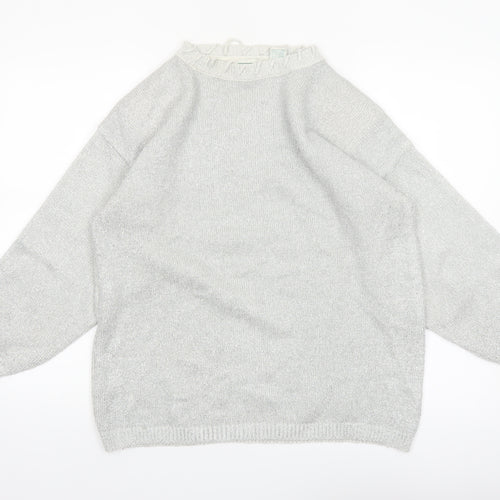 Shenanigans Women's Silver Metallic Knit Pullover Jumper Size S