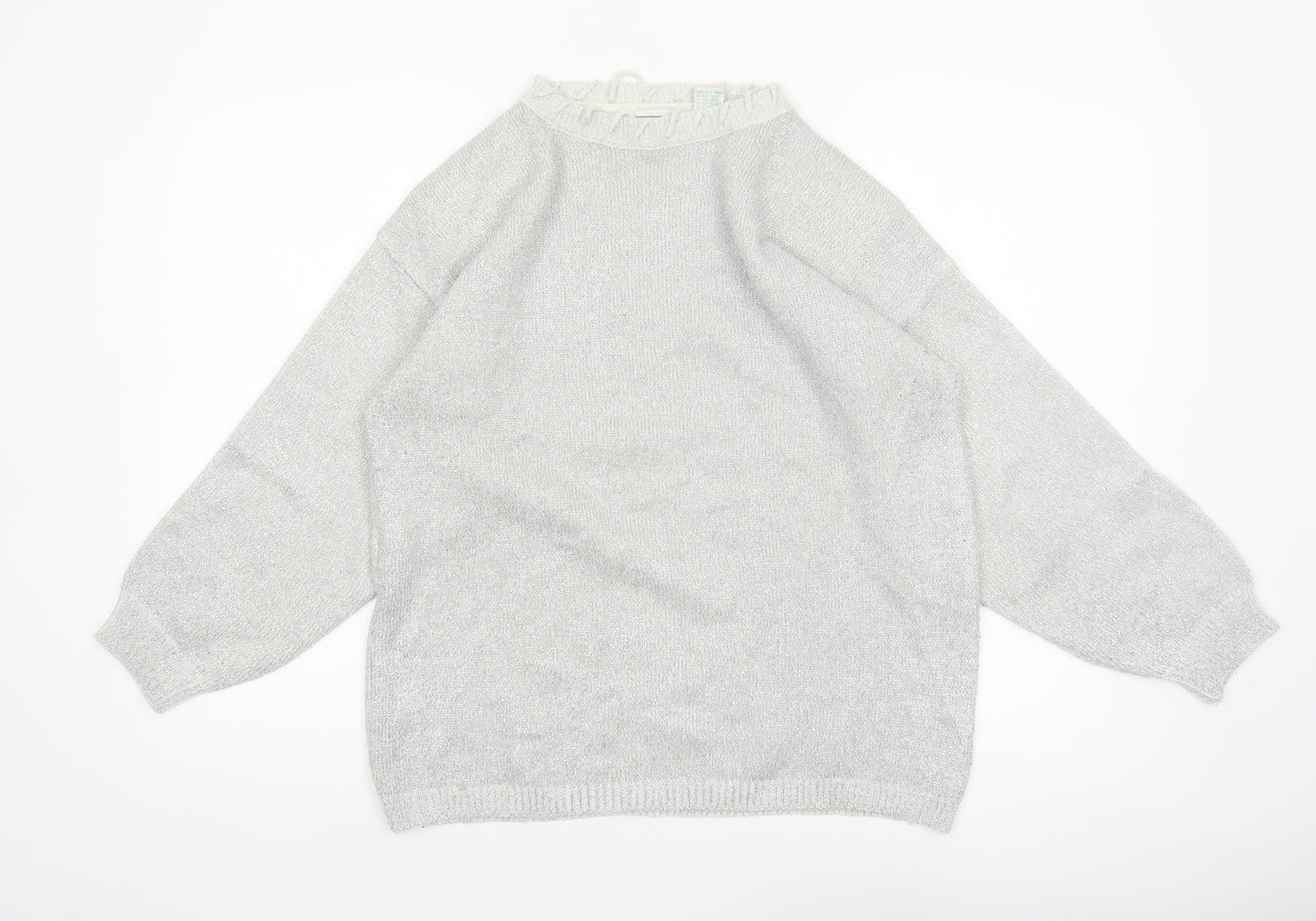 Shenanigans Women's Silver Metallic Knit Pullover Jumper Size S