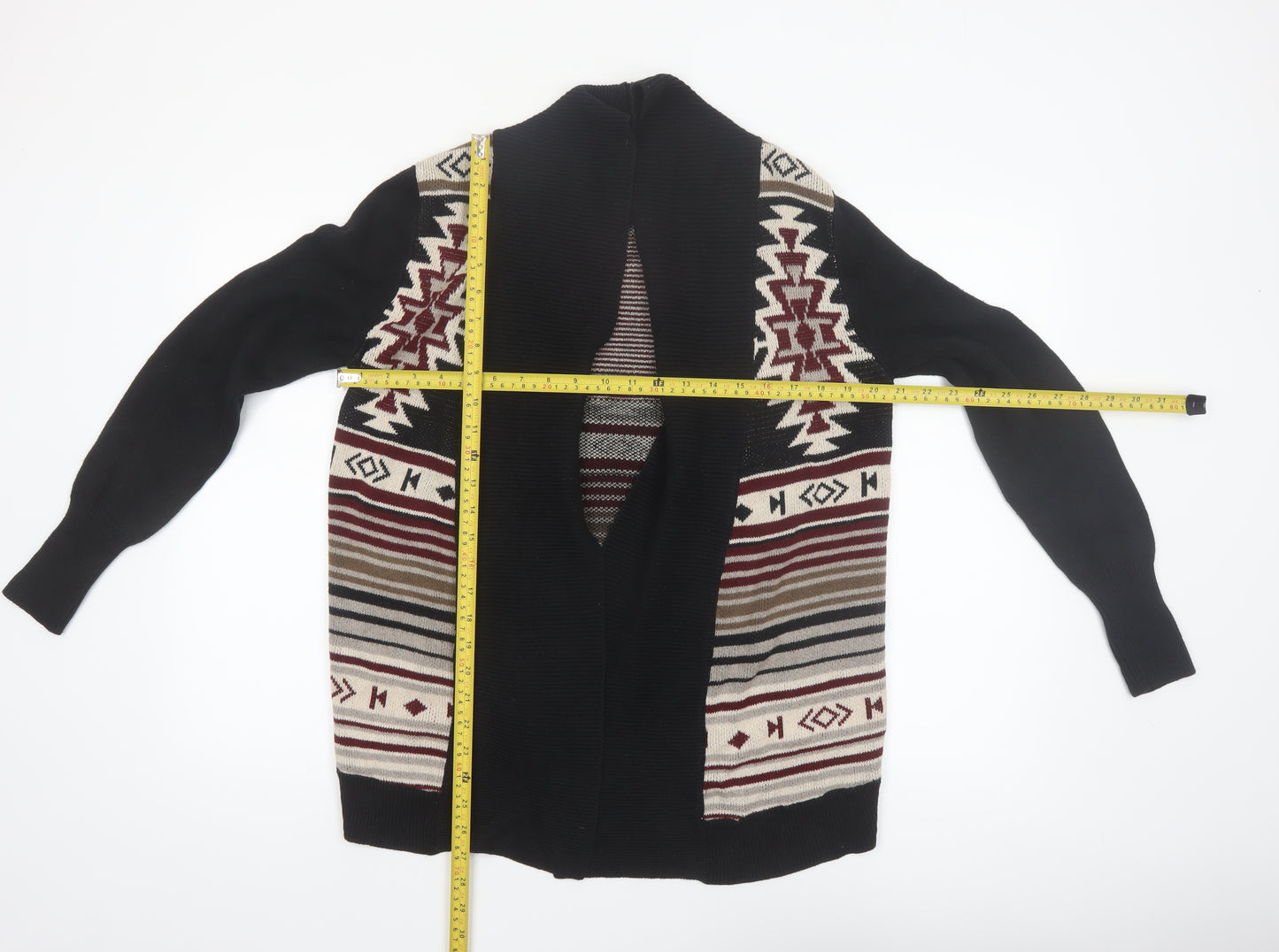 Lira Womens Multicoloured Aztec Knit Open Front Cardigan L