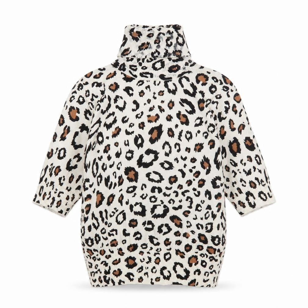 Mirepa Women’s Leopard Print Roll Neck Short Sleeve Jumper Size S