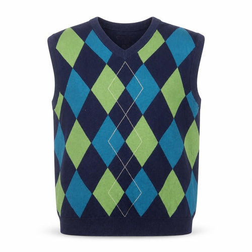Pro Tour Men's Blue Argyle V-Neck Cotton Golf Vest XL