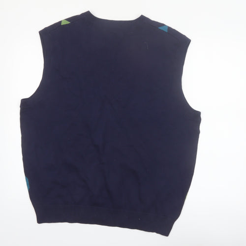 Pro Tour Men's Blue Argyle V-Neck Cotton Golf Vest XL