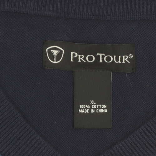 Pro Tour Men's Blue Argyle V-Neck Cotton Golf Vest XL