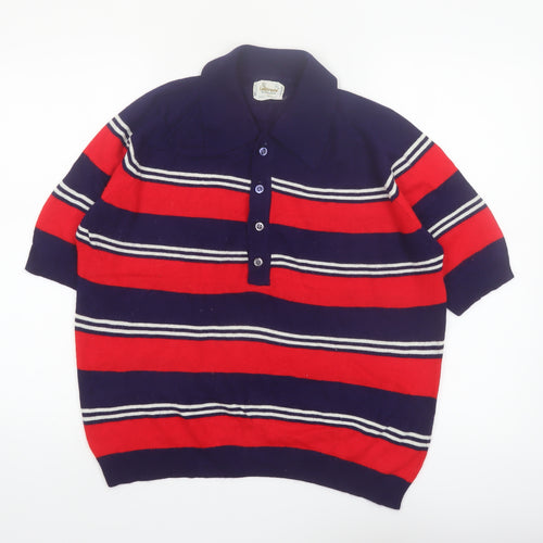 La Strada Women’s Multicoloured Collared Henley Jumper L Retro Knit