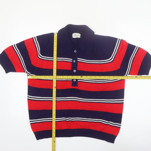 La Strada Women’s Multicoloured Collared Henley Jumper L Retro Knit