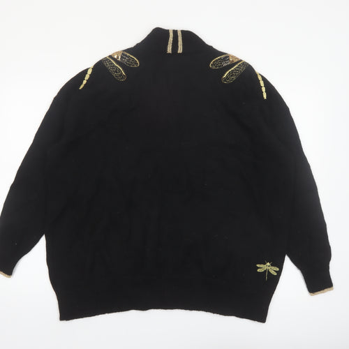 Joules Women’s Black Sequin Dragonfly High Neck Long Sleeve Jumper Size 20